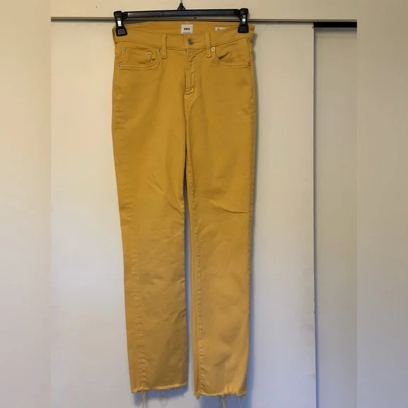 Anthropologie Edwin Bree Slim Raw Hem Women's Jeans Yellow Size 26 EUC - Picture 4 of 12